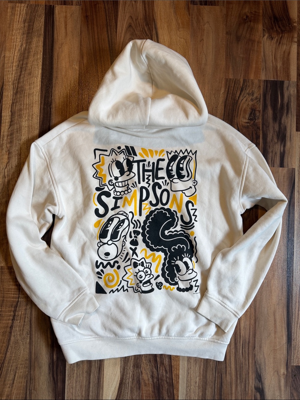 Simpsons Cream Graphic Hoodie Sweatshirt